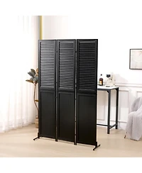 Rainsken 6Ft Tall Room Divider 3 Panel, Natural Wood Folding Privacy Screen, Freestanding Room Partition for Home and Office, Easy Assembly Room