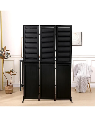 Rainsken 6Ft Tall Room Divider 3 Panel, Natural Wood Folding Privacy Screen, Freestanding Room Partition for Home and Office, Easy Assembly Room