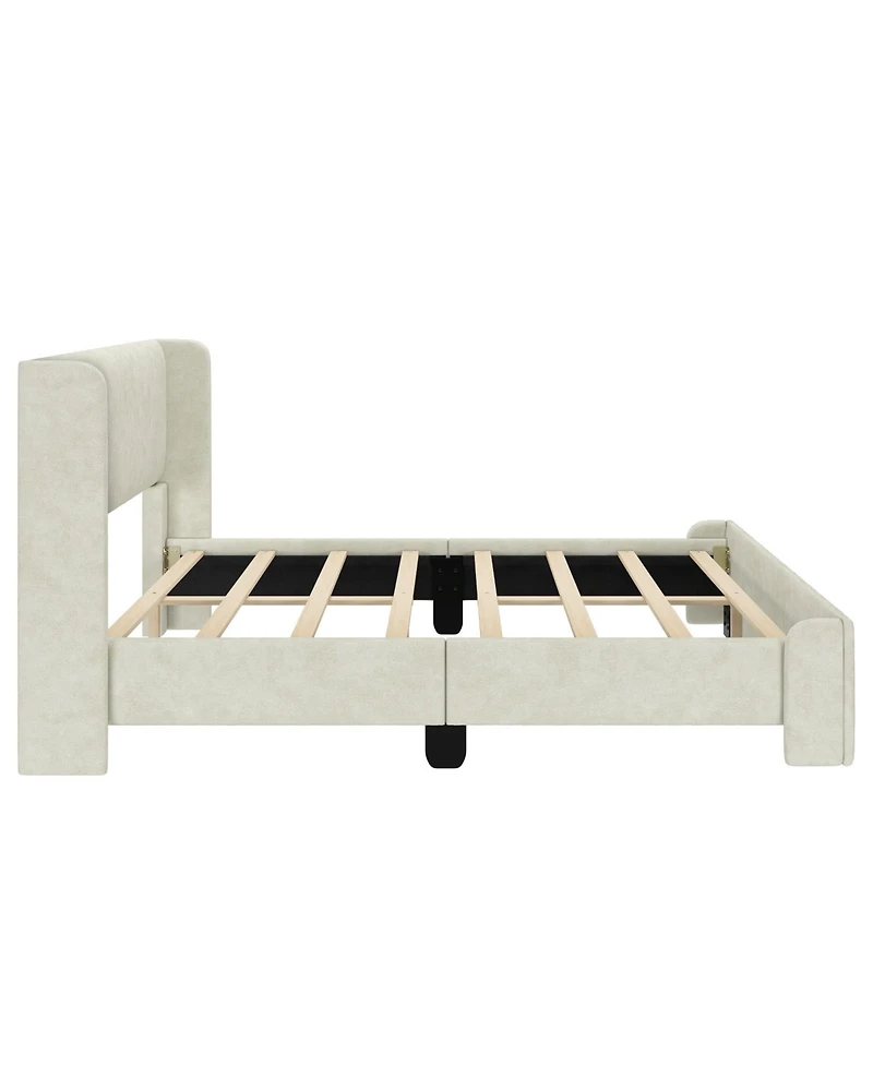 Max & Lily Full Upholstered Rectangular Headboard Platform Bed Frame with 2 Drawer Side Storage