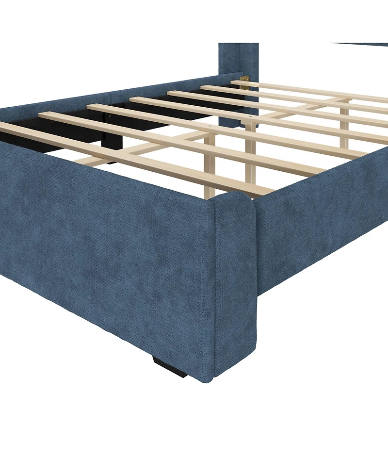 Max & Lily Full Upholstered Rectangular Headboard Platform Bed Frame with 2 Drawer Side Storage