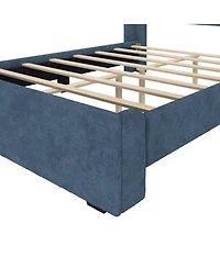 Max & Lily Full Upholstered Rectangular Headboard Platform Bed Frame with 2 Drawer Side Storage