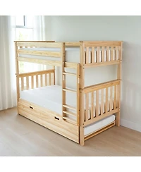 Max & Lily Solid Wood Bunk Bed with Storage Trundle for Kids