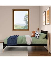 Max & Lily Bed Frame, Mid-Century Modern Solid Wood Platform for Kids, Strong Slat Support, No Box Spring Needed