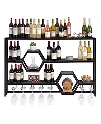 Slickblue 47 Inch Wall Wine Rack Floating Shelves for Home Bar Storage