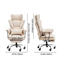 Sugift Ergonomic Executive Office Chair with Footrest, 400 lbs Capacity Pu Leather Reclining Desk Chair with Lumbar Pillow and Armrests