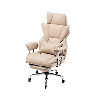 Sugift Ergonomic Executive Office Chair with Footrest, 400 lbs Capacity Pu Leather Reclining Desk Chair with Lumbar Pillow and Armrests