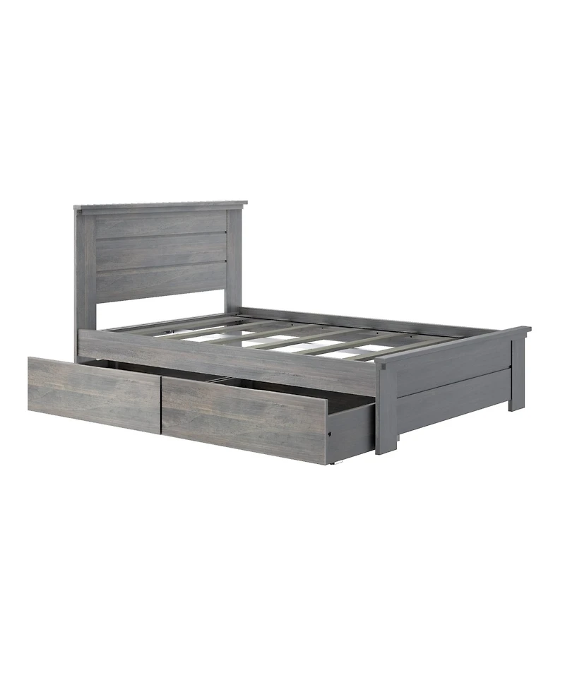 Max & Lily Full Bed Frame with Storage Drawers, Solid Wood Platform for Kids
