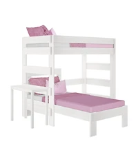 Max &bLily Farmhouse Twin over L-Shaped Bunk Bed with Desk