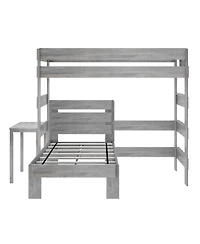 Max &bLily Farmhouse Twin over L-Shaped Bunk Bed with Desk