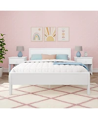 Max & Lily Queen Bed Frame, Solid Wood Classic Platform with Panel Headboard for Kids