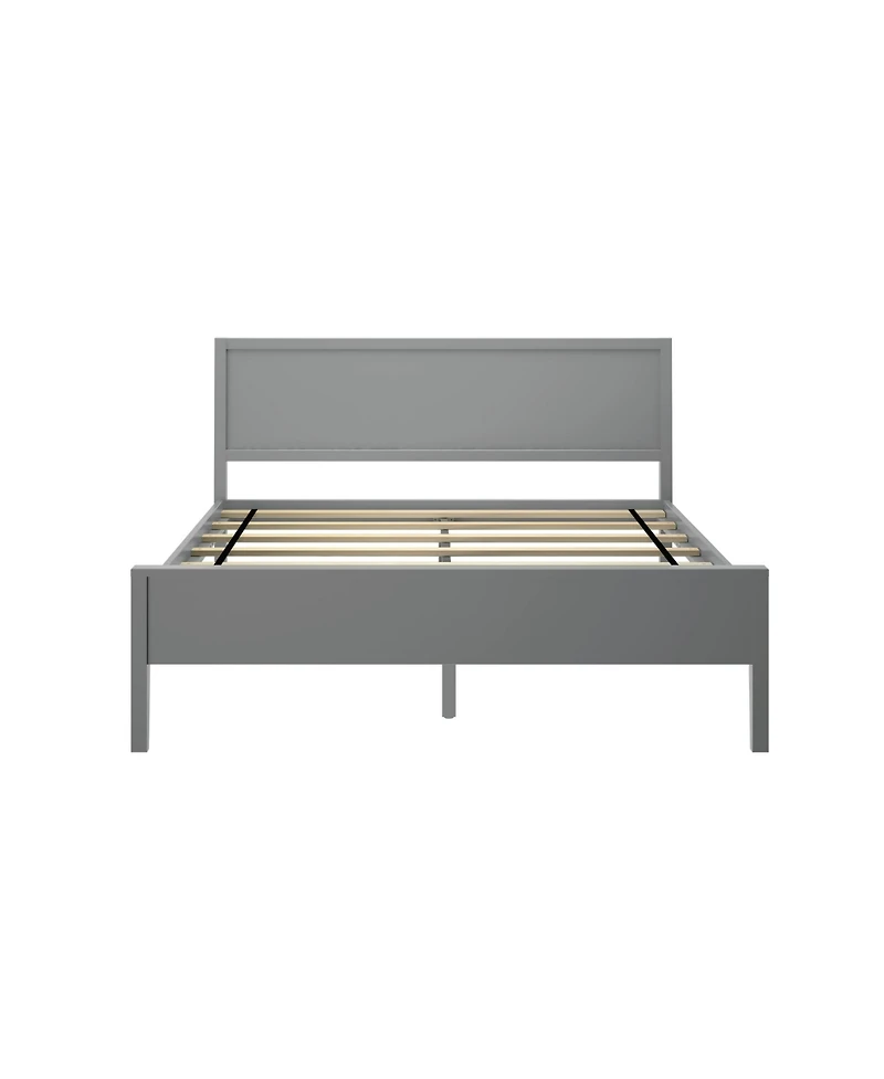 Max & Lily Queen Bed Frame, Solid Wood Classic Platform with Panel Headboard for Kids