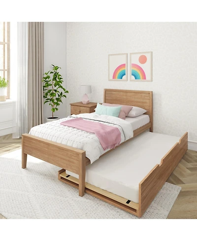 Max & Lily Twin Bed with Trundle, Classic Solid Wood Platform Panel Headboard