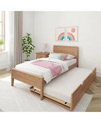 Max & Lily Twin Bed with Trundle, Classic Solid Wood Platform Panel Headboard