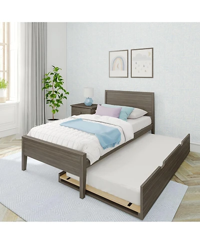 Max & Lily Twin Bed with Trundle, Classic Solid Wood Platform Panel Headboard