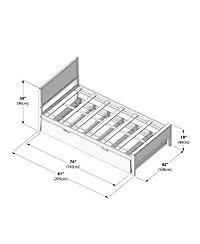 Max & Lily Twin Bed with Trundle, Classic Solid Wood Platform Panel Headboard