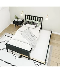 Max & Lily Scandinavian Twin-Size Bed with Trundle
