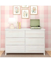 Max & Lily 6 Drawer Dresser, Storage Drawers Farmhouse Solid Wood Bedroom Dressers