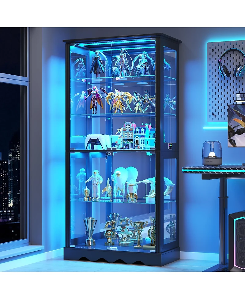 Vlsrka 71" Tall Curio Cabinet with Rgb Lights for Collectibles