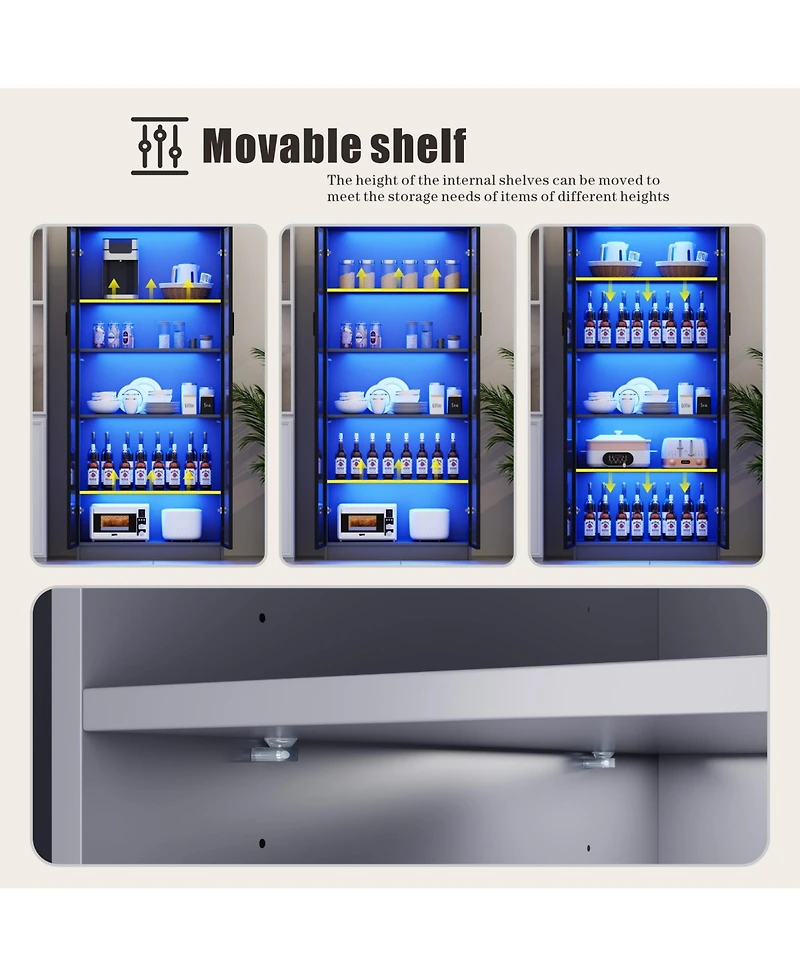 Vlsrka Display Cabinet with Doors and Adjustable Shelves