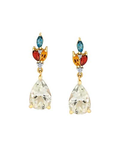 Macy's Multi-Gemstone (4.45 ct. t.w.) and Diamond Accent Drop Earrings in 10k Yellow Gold