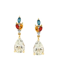 Macy's Multi-Gemstone (4.45 ct. t.w.) and Diamond Accent Drop Earrings in 10k Yellow Gold