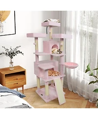 Cozito Cat Tree 65 inch with 3 Plush Perches and 2 Condos