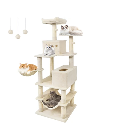 Cozito Cat Tree 66 inch with 2 Condos and Sisal Scratching Posts