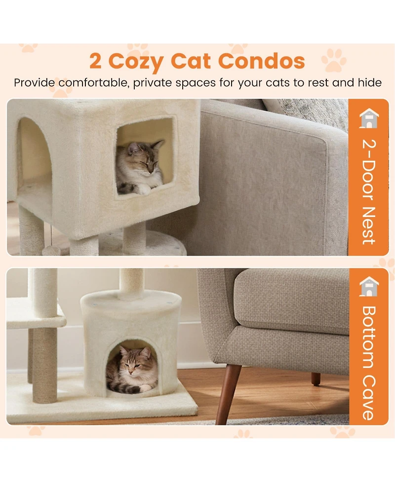Cozito Cat Tree 64 inch with 2 Condos and Jute Scratching Posts