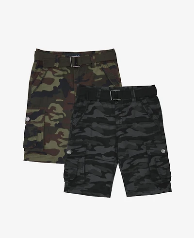 Raw X Big Boys 2 Pack Combo Belted Twill Cargo Shorts 8-18
