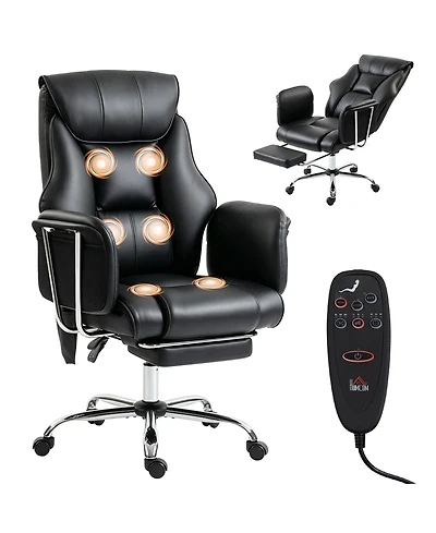 Homcom Massage Office Chair with 6 Points Vibration, Desk Chair,