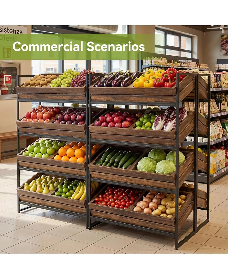 Tribesigns 4-Tier Fruit and Vegetable Storage Basket Stand Rack, Retail Display Shelf, Large Snack Shelf