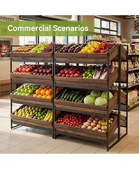 Tribesigns 4-Tier Fruit and Vegetable Storage Basket Stand Rack, Retail Display Shelf, Large Snack Shelf