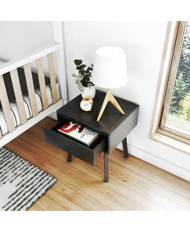Max and Lily Scandinavian Nightstand with 1 Drawer