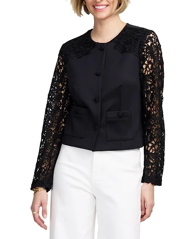 Elle Collection Women's Lace Satin Jacket