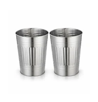 Home Zone Living 3 Gallon Rectangular Open Top Wastebasket, Stainless Steel, Matte Silver, 2 Pack with Trash Bags