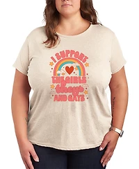 Hybrid Apparel Plus Instant Message Pride Support the Girls Theys and Gays Short-Sleeve Graphic T-Shirt
