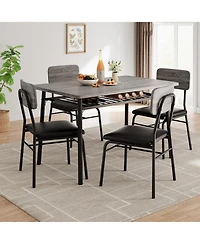 gaomon Dining Table Set for 4 with Storage Rack, 5-Piece Kitchen Table and Upholstered Chairs of 4, Wood Tabletop and Heavy-Duty Metel Frame