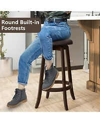 Slickblue 2 Piece Pu Leather Bar Stools with 360degree(s) Swivel Round Seat Upholstered