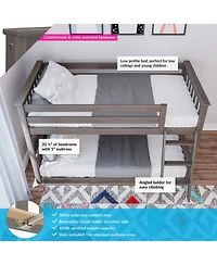 Max & Lily Bunk Bed for Kids, Solid Wood Low Beds with Ladder