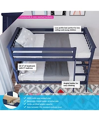 Max & Lily Bunk Bed for Kids, Solid Wood Low Beds with Ladder