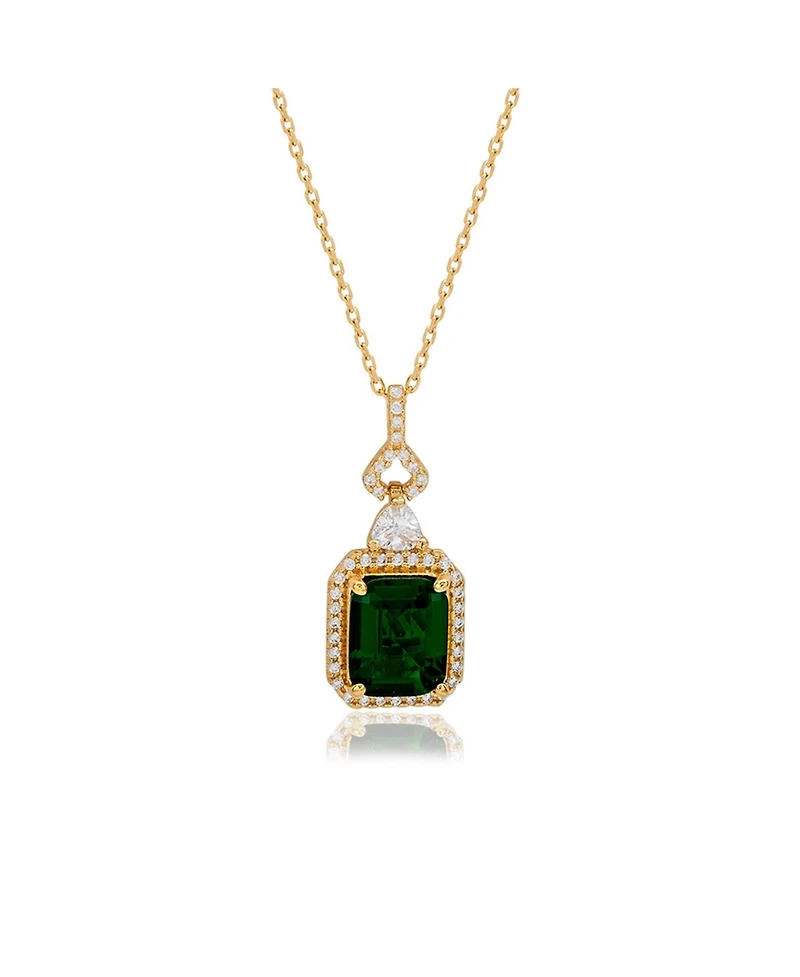 Suzy Levian Sterling Silver Emerald Cut Cubic Zirconia Art Deco Drop Pendant
