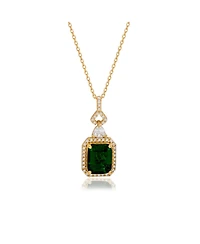 Suzy Levian Sterling Silver Emerald Cut Cubic Zirconia Art Deco Drop Pendant