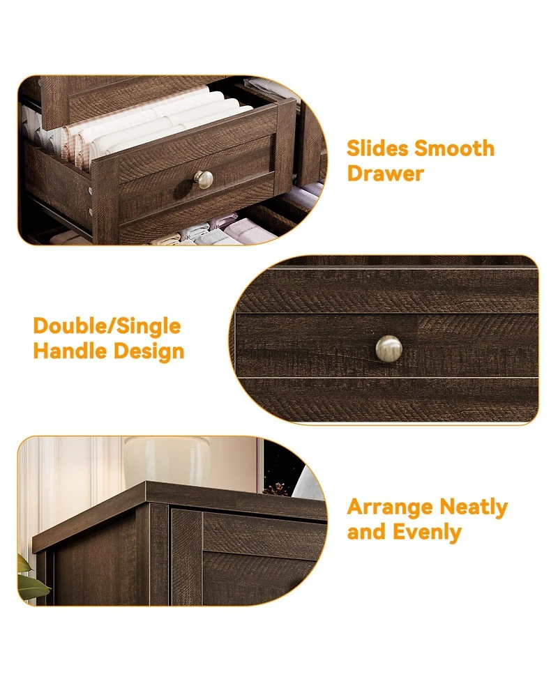 gaomon 12 Drawer Wood Dresser with Wide Top for 65" Tv, Modern Farmhouse Storage Cabinet Bedroom