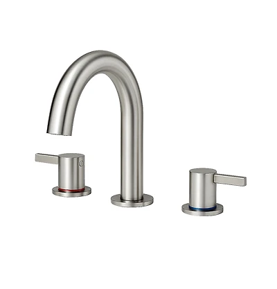 Busdays 8 Inch Widespread Lavatory Faucet 2 Handle 3 Hole 360 Degree Spout Vanity with Pop Up Drain Brushed Nickel