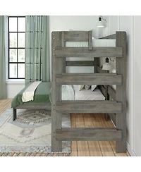 Max & Lily Solid Wood Modern Farmhouse Bunk Bed, L-Shaped Twin over Bed Frame For Kids