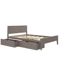 Max & Lily Queen Bed with Storage Drawers, Solid Wood Frame Panel Headboard, Slat Support, No Box Spring Needed