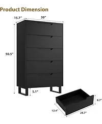 gaomon 5-Drawer Dresser for Bedroom, 50" Tall Freestanding Vertical Wooden Chest Storage