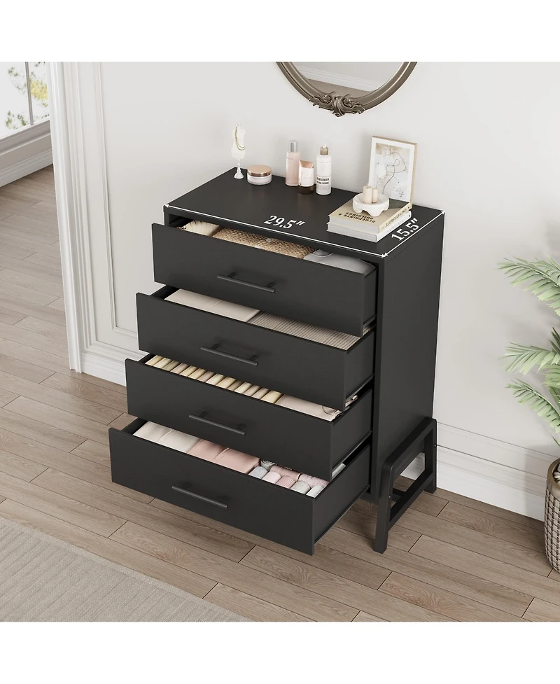 gaomon 4 Dresser for Bedroom, 38.6" Tall Dresser, Tall Drawer with Storage Freestanding, Wooden Closet Storage Chest