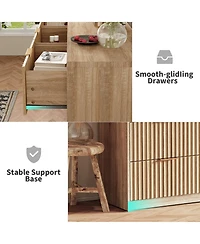 gaomon 9 Drawer Fluted Dresser, Large Wood Storage Chest Organizer for Bedroom Living Room Home Office