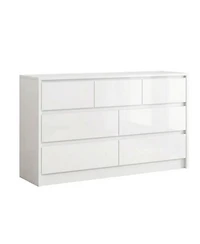 gaomon 55" Full High Gloss Dresser with 7 Drawers, Modern Wide Storage Chest for Bedroom